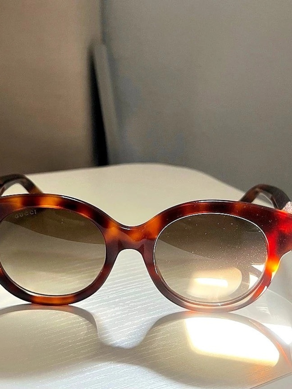 Gucci Tortoise Shell Star and Bee Round Sunglasses GG0208S